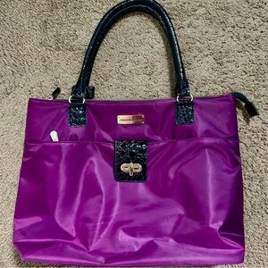 Samantha Brown large Purple Handbag luggage with Black Accents